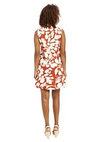 Women's Printed V-Neck A-Line Dress