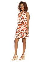 Women's Printed V-Neck A-Line Dress