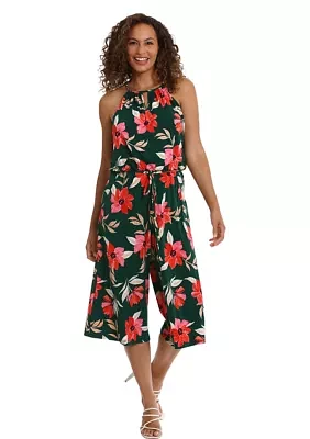 Women's Floral Printed Cropped Jumpsuit