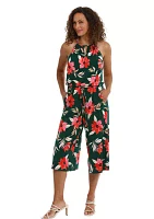 Women's Floral Printed Cropped Jumpsuit