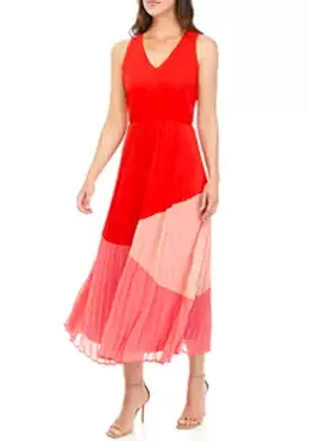 Taylor Women's Sleeveless Color Block V-Neck Dress