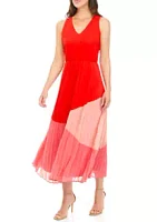 Taylor Women's Sleeveless Color Block V-Neck Dress