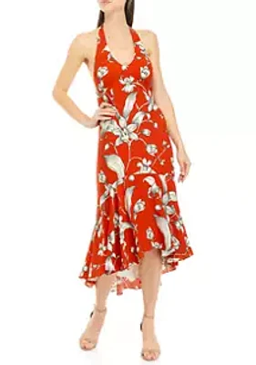 Taylor Women's Sleeveless Floral Halter Neck Dress