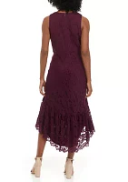 Women's Sleeveless V-Neck Lace Fit-and-Flare Midi Dress