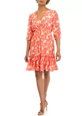 Taylor Women's 3/4 Sleeve Floral Chiffon Dress