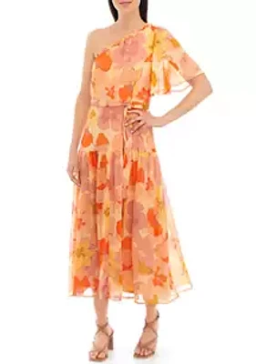 Taylor Women's One-Shoulder Floral Midi Dress