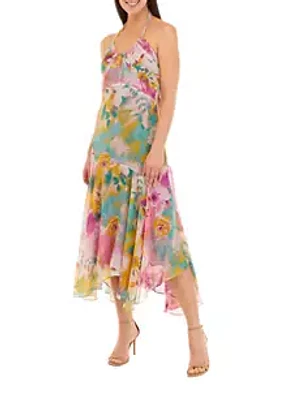 Taylor Women's Sleeveless Printed Chiffon Midi Dress