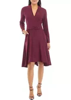 Taylor Women's V-Neck Pleated Fit and Flare Dress