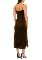 Women's Sleeveless Strappy Solid Velvet Sheath Dress