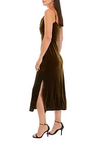 Women's Sleeveless Strappy Solid Velvet Sheath Dress