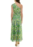 Women's One Shoulder Floral Print Maxi Dress