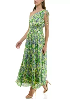 Women's One Shoulder Floral Print Maxi Dress