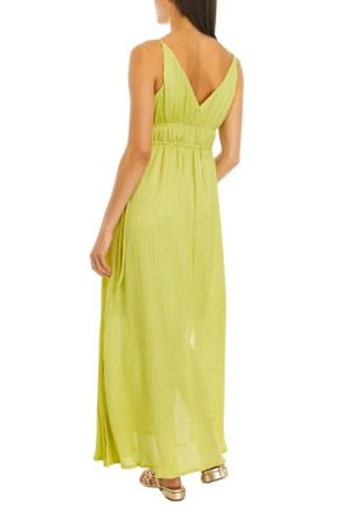 Women's Sleeveless V-Neck Cut Out Crepe Midi Dress