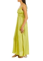 Women's Sleeveless V-Neck Cut Out Crepe Midi Dress