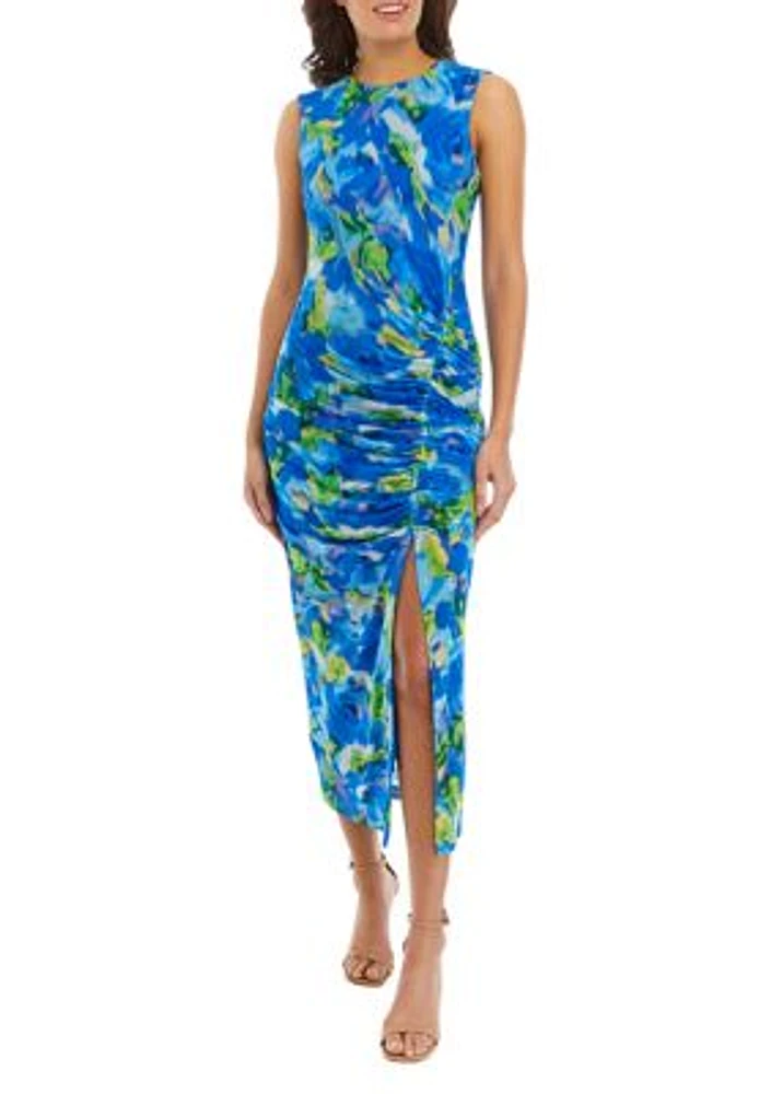 Women's Sleeveless Floral Print Sheath Dress