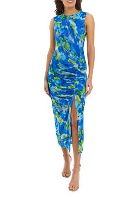 Women's Sleeveless Floral Print Sheath Dress