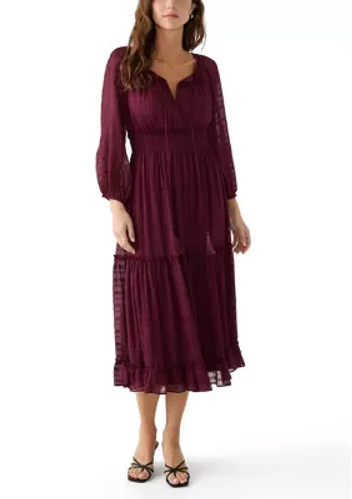 Women's Peasant Top Smocked Waist Dress