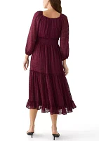 Women's Peasant Top Smocked Waist Dress