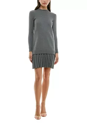 Women's Mock Neck Ruffle Hem Sweater Dress