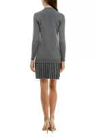 Women's Mock Neck Ruffle Hem Sweater Dress