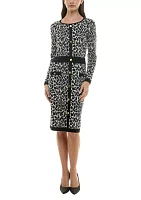 Women's Printed Sweater Dress with Buttons