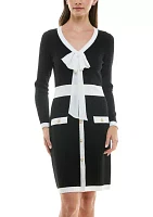 Women's Two Tone Sweater Dress with Bow