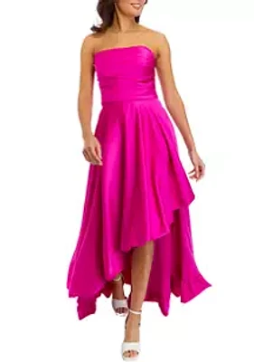 Taylor Women's Strapless Solid Satin Fit and Flare Dress