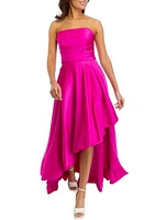 Women's Strapless Solid Satin Fit and Flare Dress