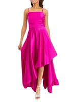 Women's Strapless Solid Satin Fit and Flare Dress