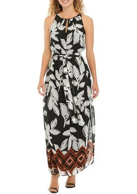 Women's Sleeveless Halter Neck Printed Maxi Dress