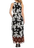 Women's Sleeveless Halter Neck Printed Maxi Dress