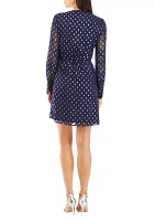 Women's V-Neck Smocked Printed Fit and Flare Dress