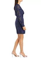 Women's V-Neck Smocked Printed Fit and Flare Dress