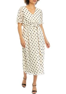 Women's Puff Sleeve Midi Wrap Dress