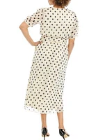 Women's Puff Sleeve Midi Wrap Dress