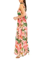 Women's Tie Neck Maxi Dress with Bow