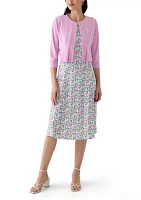 Women's 3/4 Sleeve Ditsy Print Jacket Dress