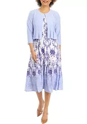 Julian Taylor Women's 3/4 Sleeve Chandelier Print Jacket Dress