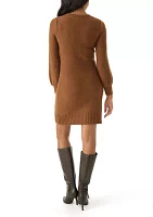 Women's Puff Sleeve Solid Knit Sheath Dress