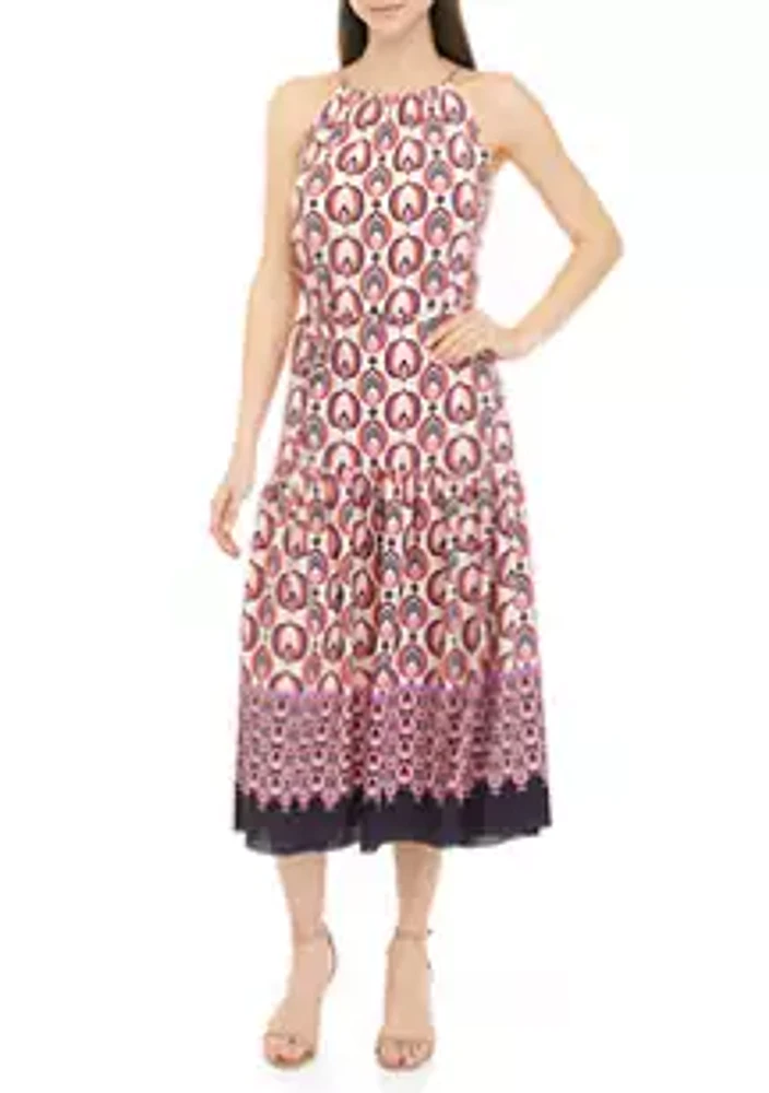 Maison Tara Women's Sleeveless Retro Print Dress