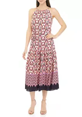 Maison Tara Women's Sleeveless Retro Print Dress