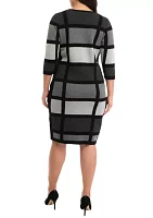 Plus Color Block Printed Knit Sheath Dress