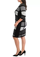 Plus Color Block Printed Knit Sheath Dress