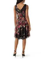 Women's Printed Lace Fit and Flare Dress