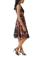 Women's Printed Lace Fit and Flare Dress