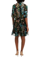 Women's Mock Neck Floral A-Line Dress