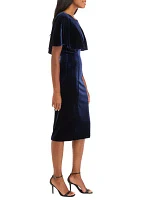 Women's Crew Neck Solid Velvet Sheath Dress