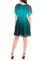 Women's Crew Neck Capelet Glitter Party Dress