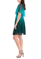 Women's Crew Neck Capelet Glitter Party Dress