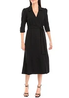 Women's 3/4 Sleeve Side Wrap Shirtdress